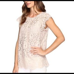 Joie top women’s bow tie back floral lace top petal eyelash lacy feminine fairy